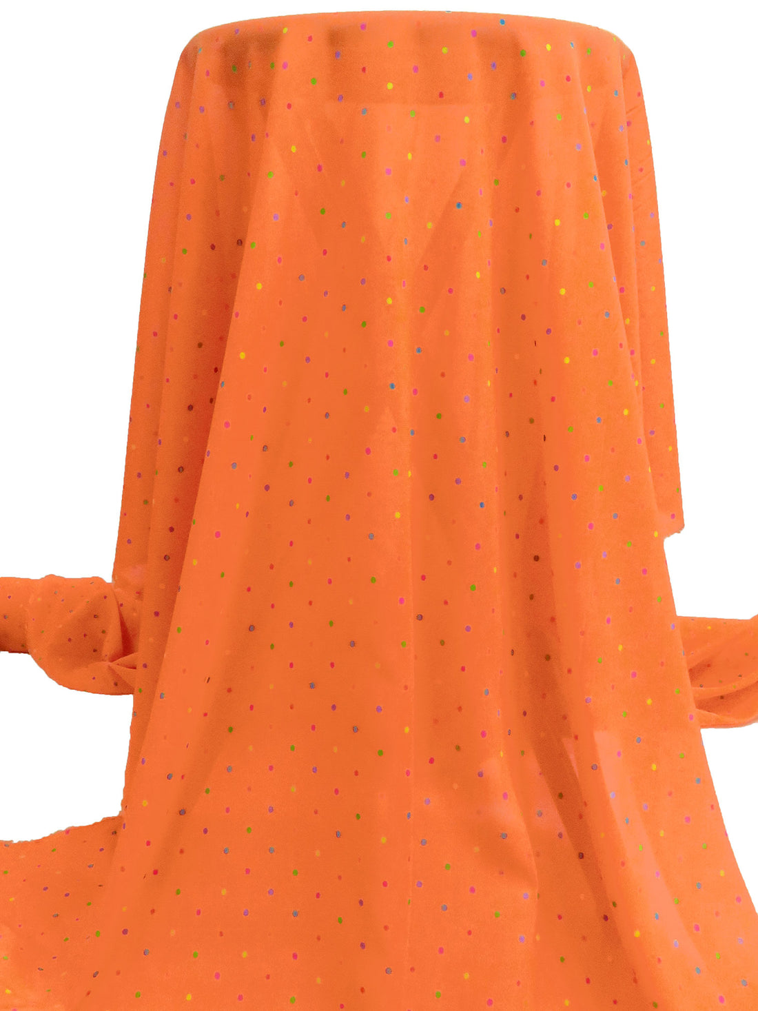 Mandarin Orange/Magenta/Green Apple/Multi Silk/Lycra Dot Print Stretch Chiffon - Ralph Lauren - 39W