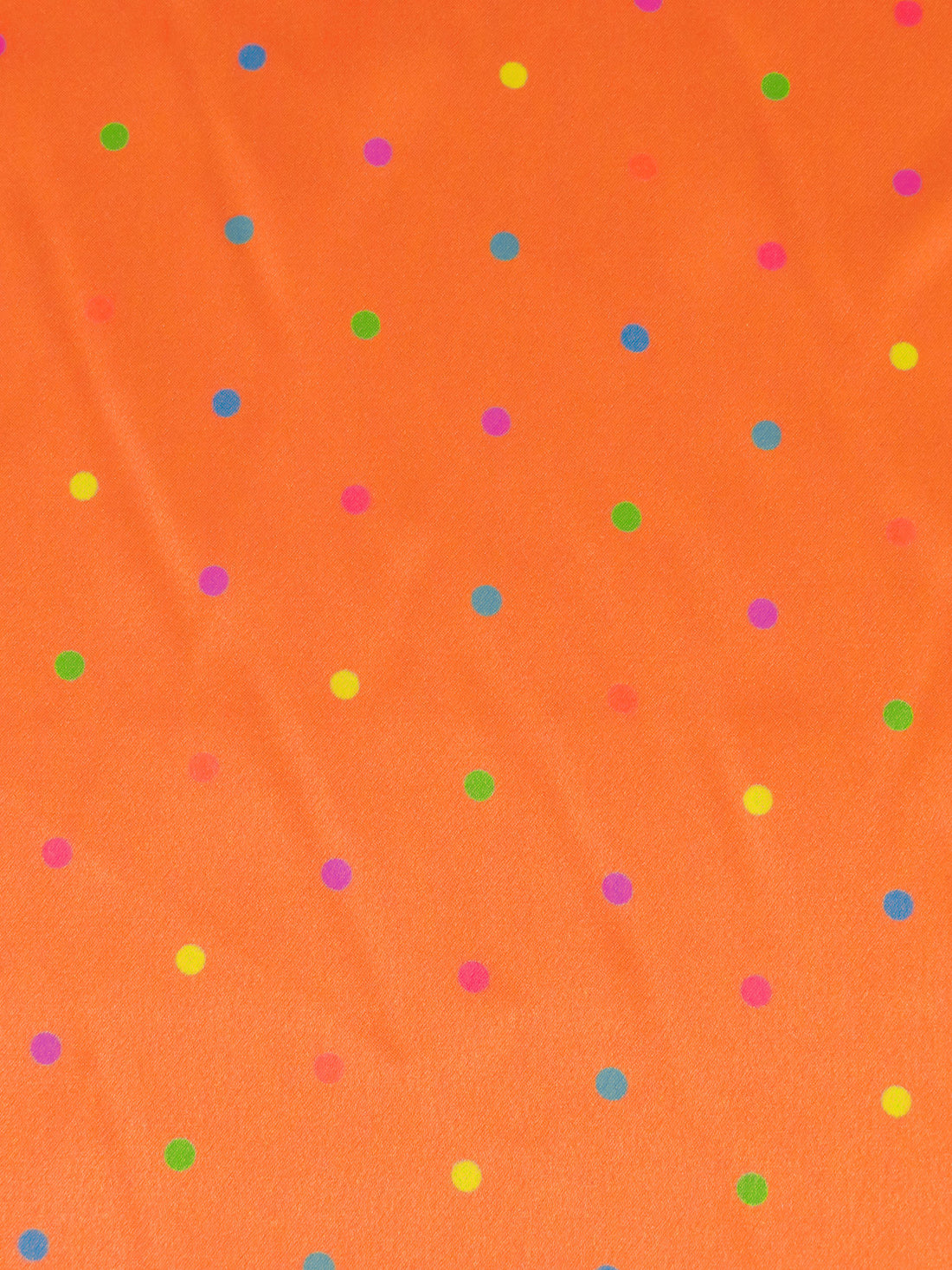 Mandarin Orange/Lemon/Magenta/Multi 100% Silk Dot Print Charmeuse - Ralph Lauren - 44W