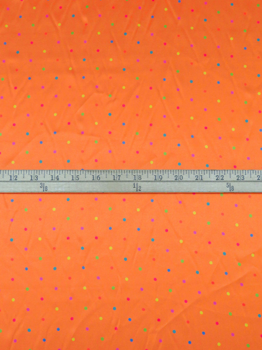 Mandarin Orange/Lemon/Magenta/Multi 100% Silk Dot Print Charmeuse - Ralph Lauren - 44W