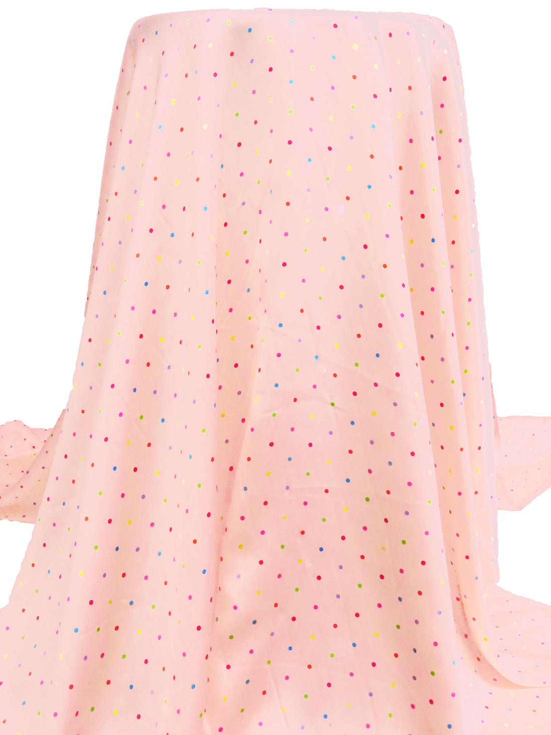 Ballet Pink/Magenta/Orange/Multi 100% Silk Dot Print Charmeuse - Ralph Lauren - 44W
