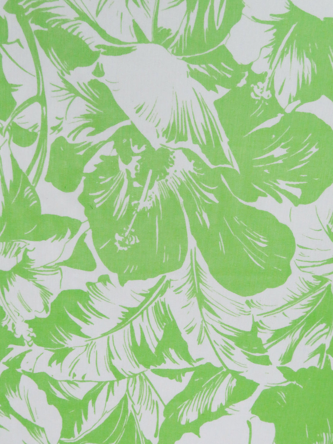 Apple Green/Palest Gray 100% Silk Tropical Floral Print Chiffon - Ralph Lauren - 45W