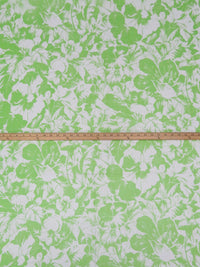 Apple Green/Palest Gray 100% Silk Tropical Floral Print Chiffon - Ralph Lauren - 45W