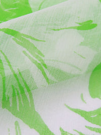 Apple Green/Palest Gray 100% Silk Tropical Floral Print Chiffon - Ralph Lauren - 45W