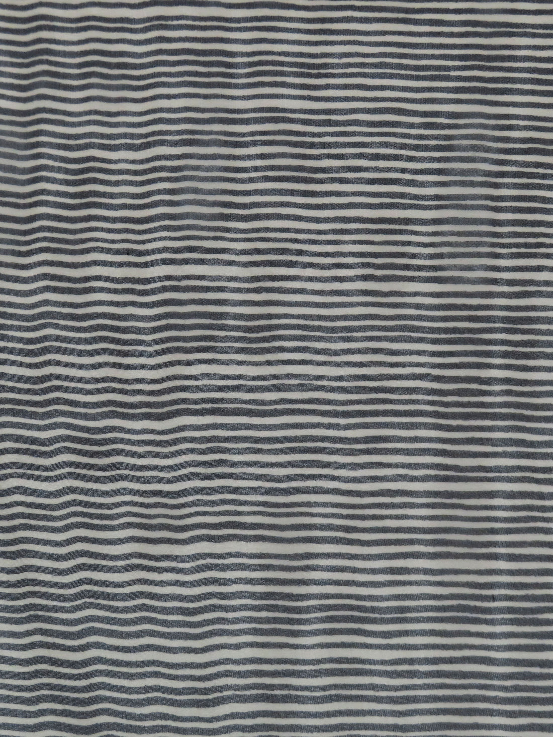 Fossil Gray/Black 100% Silk Novelty Horizontal Stripe Print Chiffon - Ralph Lauren - 44W