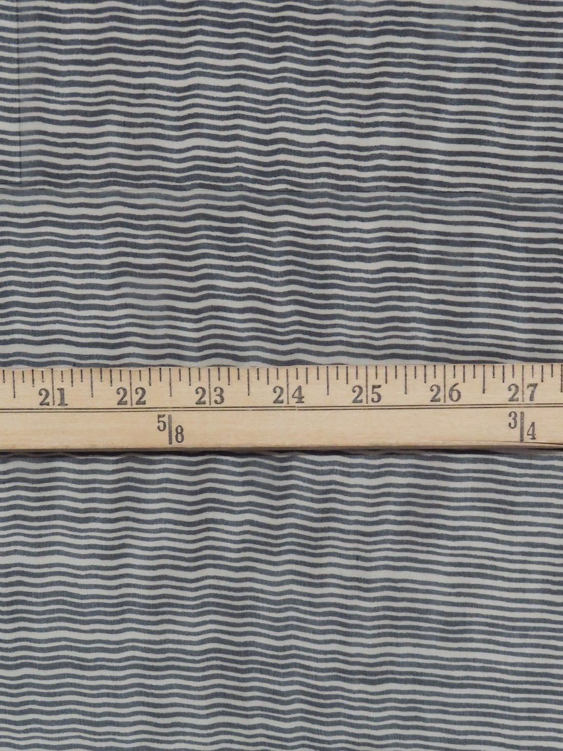 Fossil Gray/Black 100% Silk Novelty Horizontal Stripe Print Chiffon - Ralph Lauren - 44W