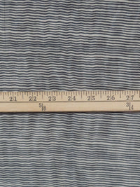 Fossil Gray/Black 100% Silk Novelty Horizontal Stripe Print Chiffon - Ralph Lauren - 44W