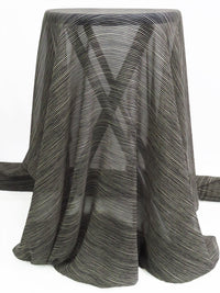 Fossil Gray/Black 100% Silk Novelty Horizontal Stripe Print Chiffon - Ralph Lauren - 44W