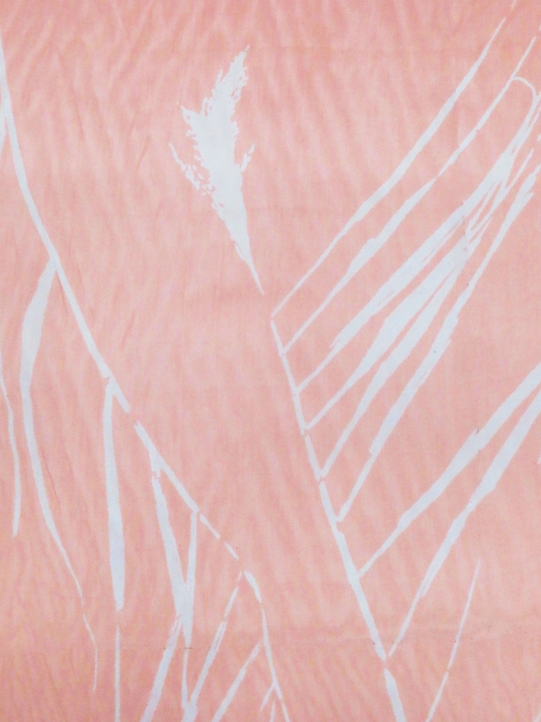 Peach Nectar/Off-White 100% Silk Large Foliage Print Chiffon - Ralph Lauren - 43W