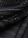 Black/Taupe/Dark Crimson 100% Silk Dotted Horizontal Stripe Print Chiffon 43W