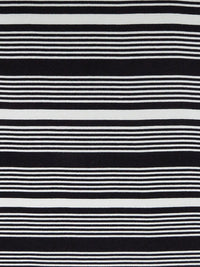 Soft Black/Pale Silver Gray 100% Silk Horizontal Stripe Design Twill 46W