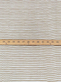 Burlap Brown/White 100% Silk Horizontal Stripe Print Chiffon 44W