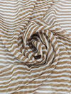 Burlap Brown/White 100% Silk Horizontal Stripe Print Chiffon 44W