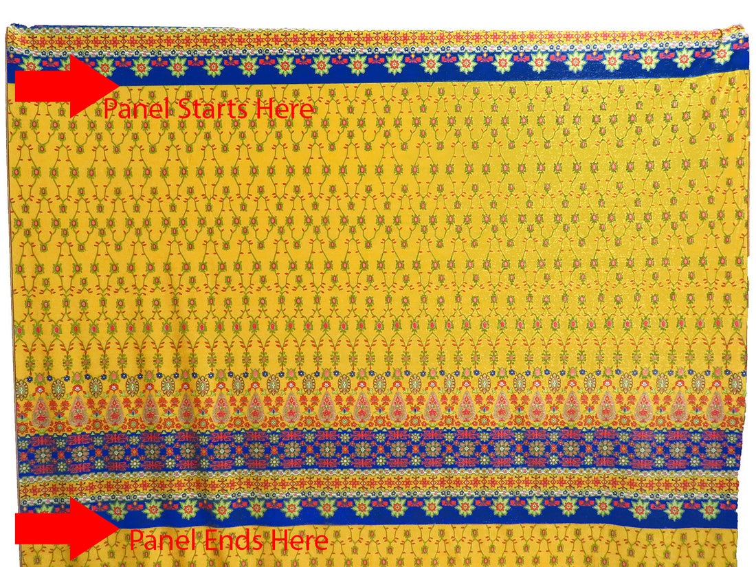 SOLD BY THE PANEL ONLY - Goldenrod/Stop Red/Dark Blue/Multi Nylon/Metallic/Lycra Folk Print Swim/Activewear Knit - NY Designer - 57W