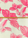 Vivid Raspberry Pink/Alabaster 100% Silk Floral Print Chiffon 42W