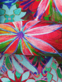 Dark Purple/Aqua/Lime/Multi 100% Cotton Psychedelic Floral Print Venice Lawn - Robert Kaufman - 44W