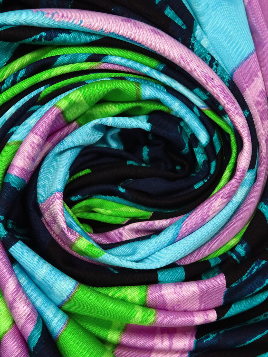 SOLD BY THE PANEL ONLY - Black/Cyan/Lilac Pink/Multi 100% Silk Abstract Print Knit - Ralph Laruen - 44W