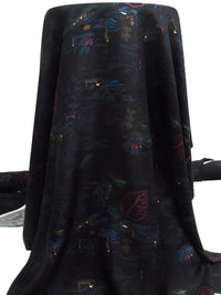 Black/Dark Navy/Dark Raspberry/Multi 100% Silk Beach Scene Print Twill - Ralph Lauren - 44W