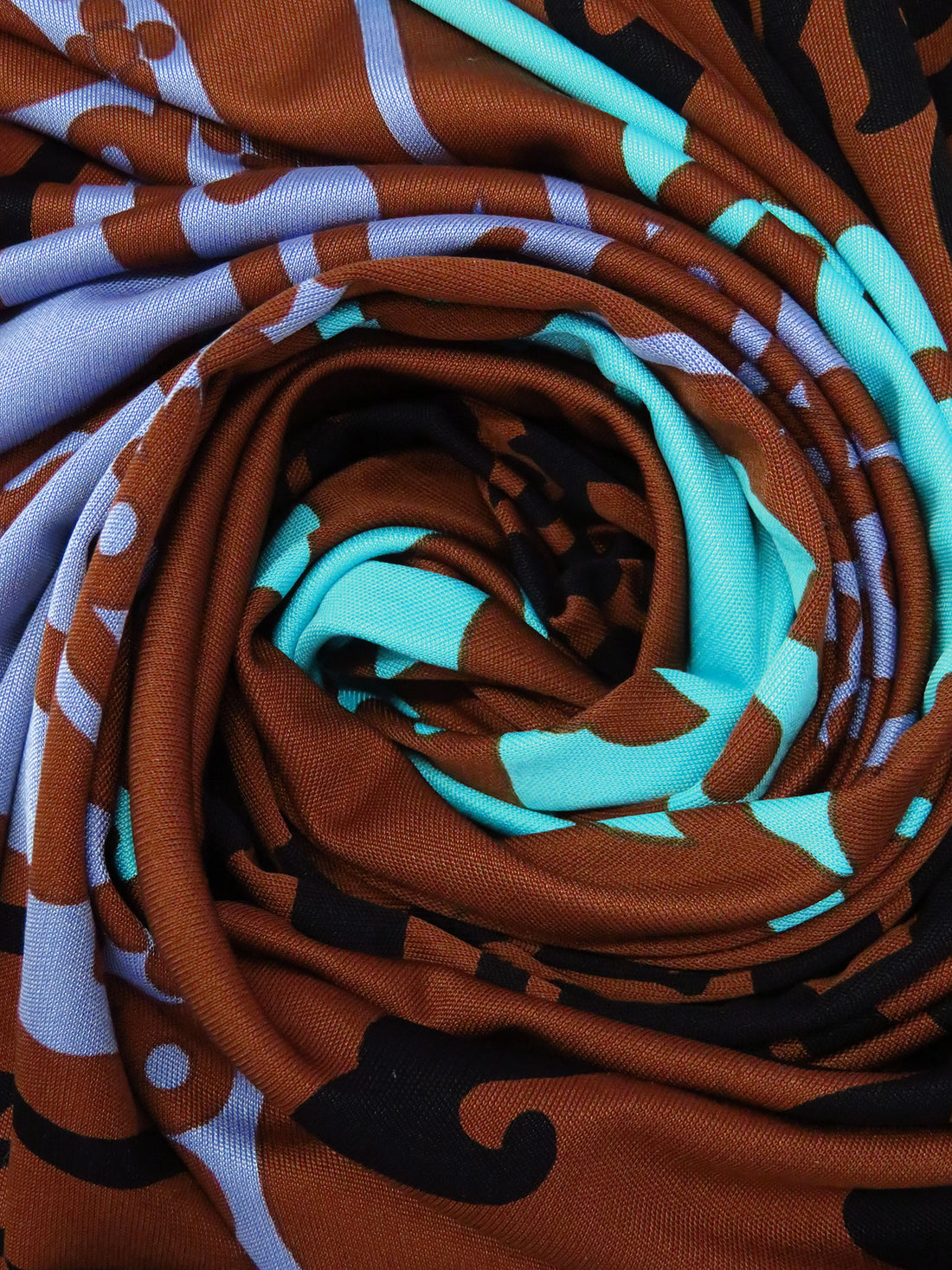 SOLD BY THE PANEL ONLY - Black/Muted Kobe/Turquoise/Multi 100% Silk Western Print Knit - Ralph Lauren - 44W
