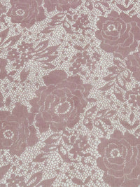 Dusty Mauve Pink/Pale Smoke Gray 100% Silk Floral Lace Print Chiffon 52W