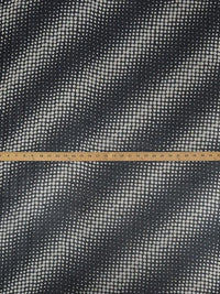 Black/Taupe Gray 100% Silk Dotted Diagonal Stripe Print Crepe Chiffon 43W