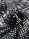 Black/Taupe Gray 100% Silk Dotted Diagonal Stripe Print Crepe Chiffon 43W