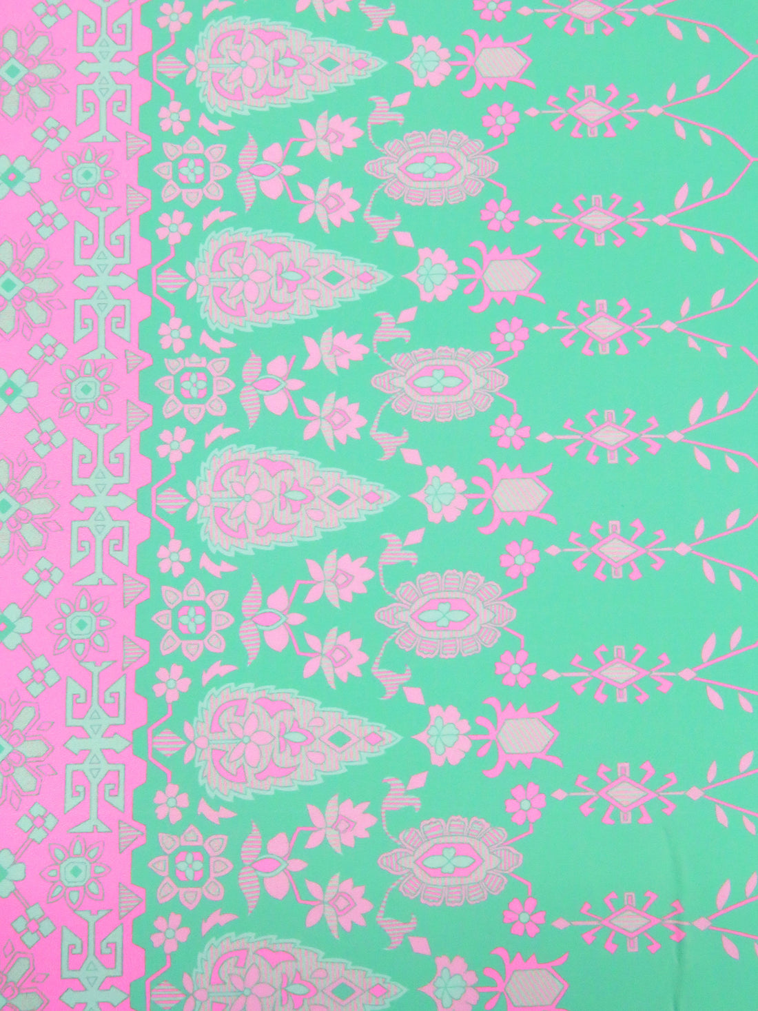 Caribbean Green/Mint/Pale Magenta/Multi Nylon/Lycra Single Border Abstract Print Swim/Activewear Knit - NY Designer - 59W