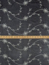 Black/White 100% Silk Embroidered Floral Design Chiffon 43W