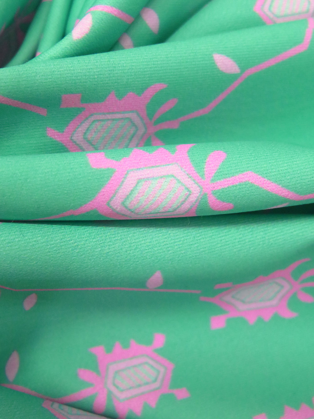 Caribbean Green/Mint/Pale Magenta/Multi Nylon/Lycra Single Border Abstract Print Swim/Activewear Knit - NY Designer - 59W