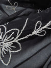 Black/White 100% Silk Embroidered Floral Design Chiffon 43W