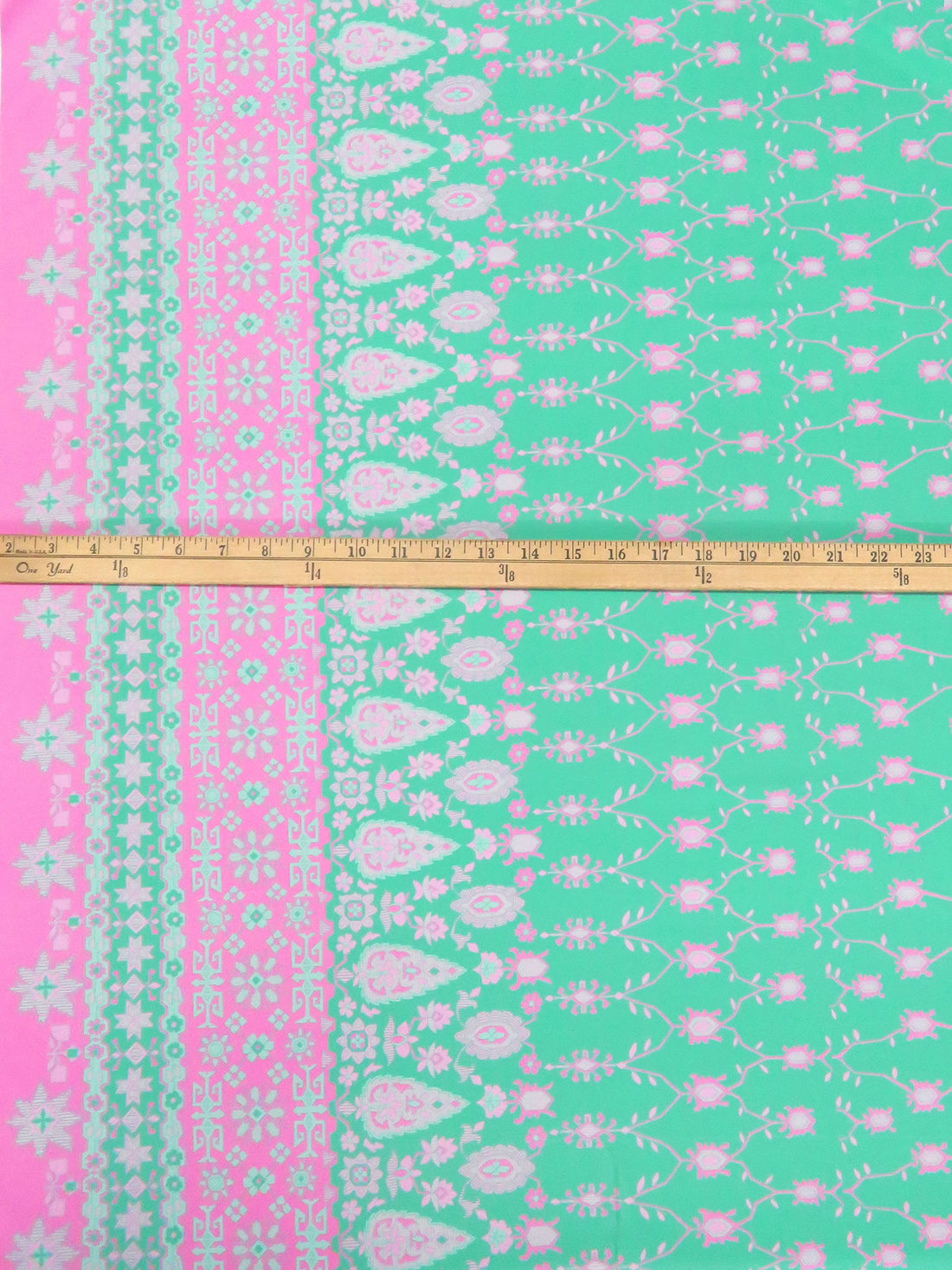 Caribbean Green/Mint/Pale Magenta/Multi Nylon/Lycra Single Border Abstract Print Swim/Activewear Knit - NY Designer - 59W