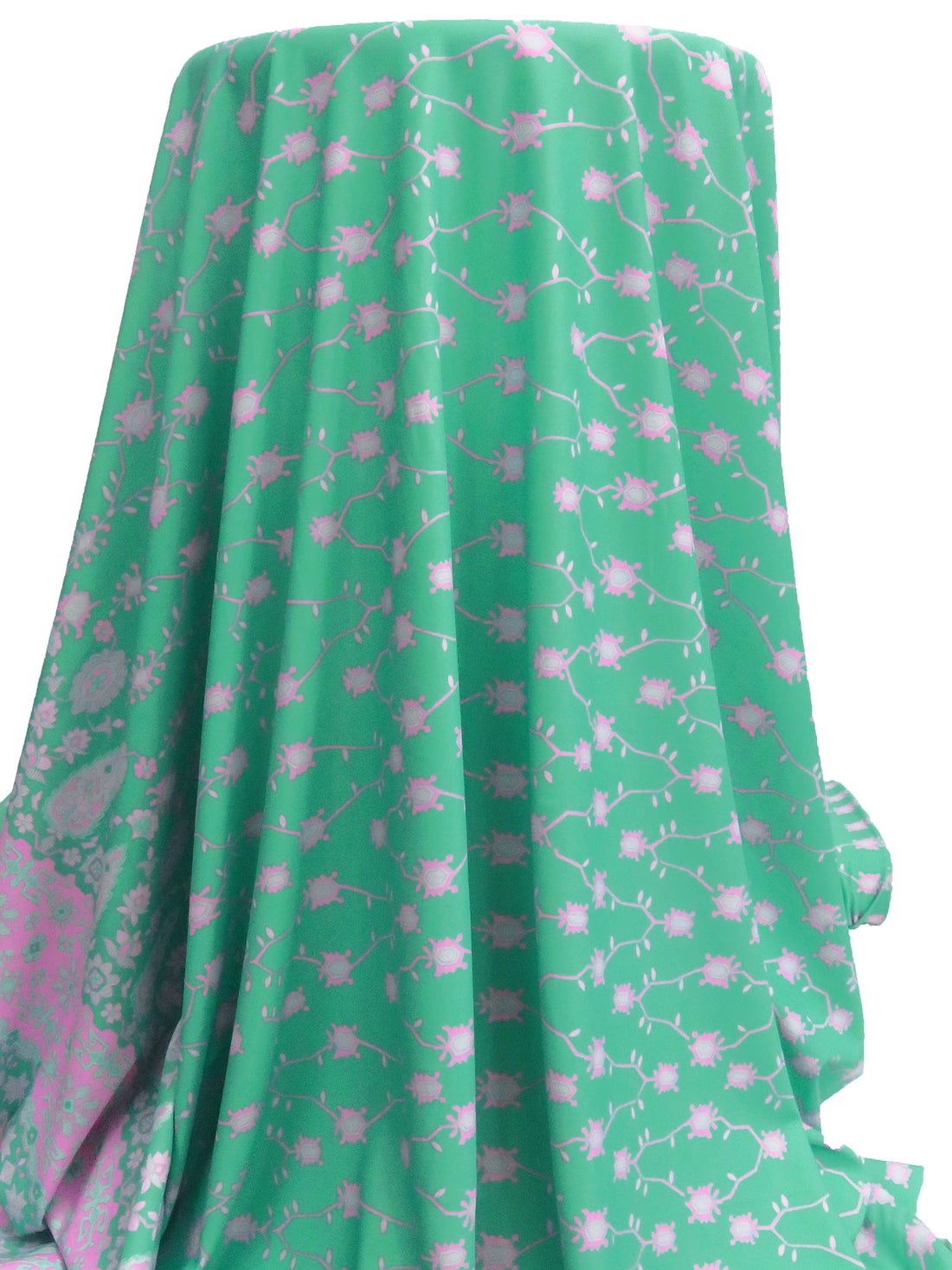 Caribbean Green/Mint/Pale Magenta/Multi Nylon/Lycra Single Border Abstract Print Swim/Activewear Knit - NY Designer - 59W