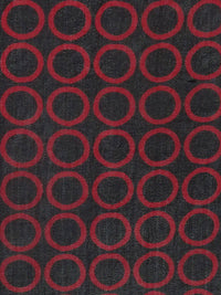 Black/Crimson 100% Silk Circle Print Chiffon 43W