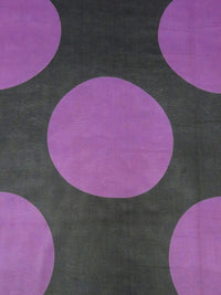 Black/Amethyst 100% Silk Large Polka Dot Print Chiffon 44W