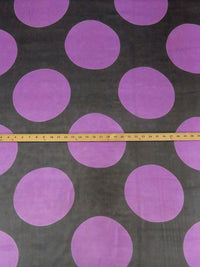 Black/Amethyst 100% Silk Large Polka Dot Print Chiffon 44W