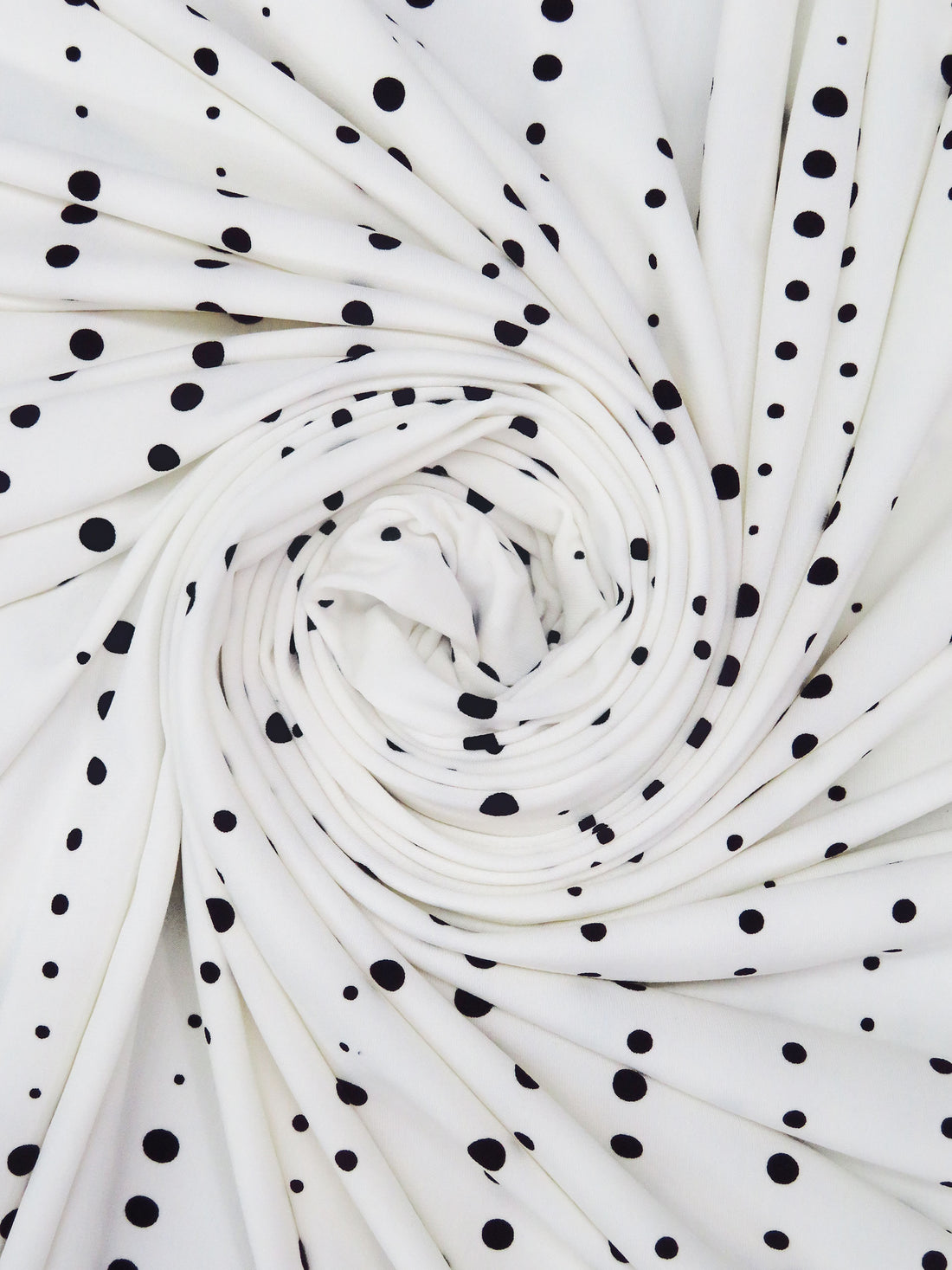 Alabaster/Black Polyester/Lycra Falling Dot Print ITY Knit - NY Designer - 54W