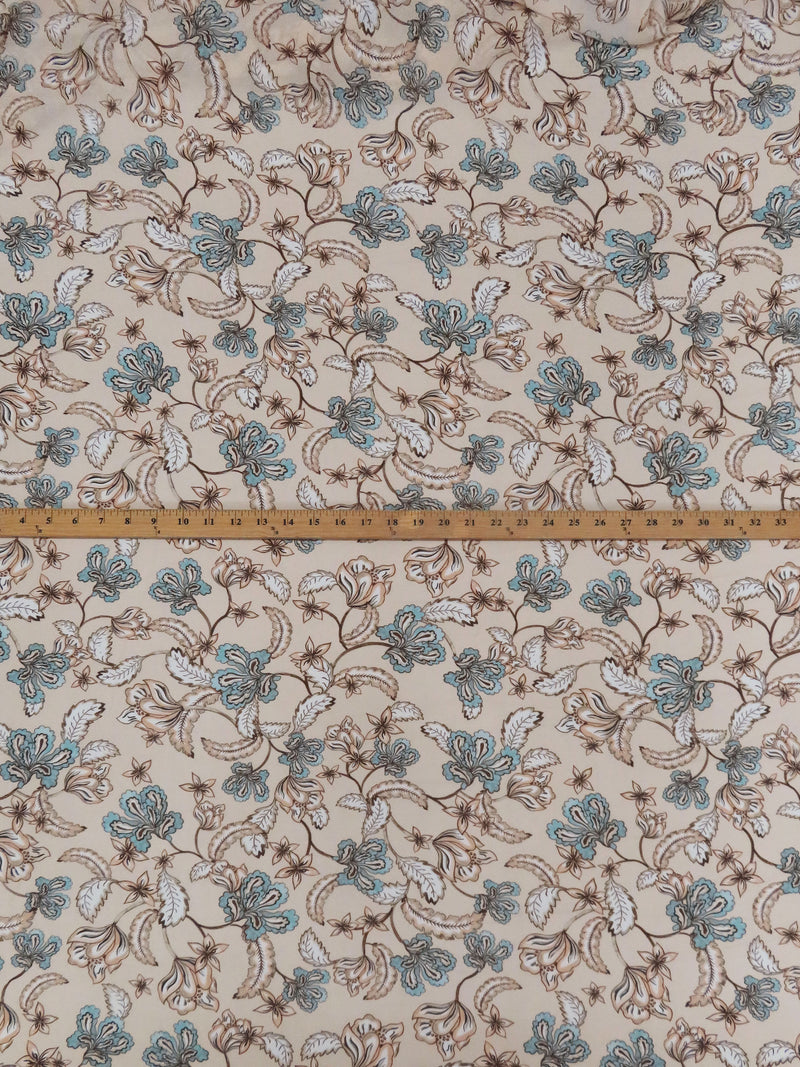 Desert Tan/Lagoon Blue/Chocolate/Multi 100% Polyester Floral Print Georgette 60W