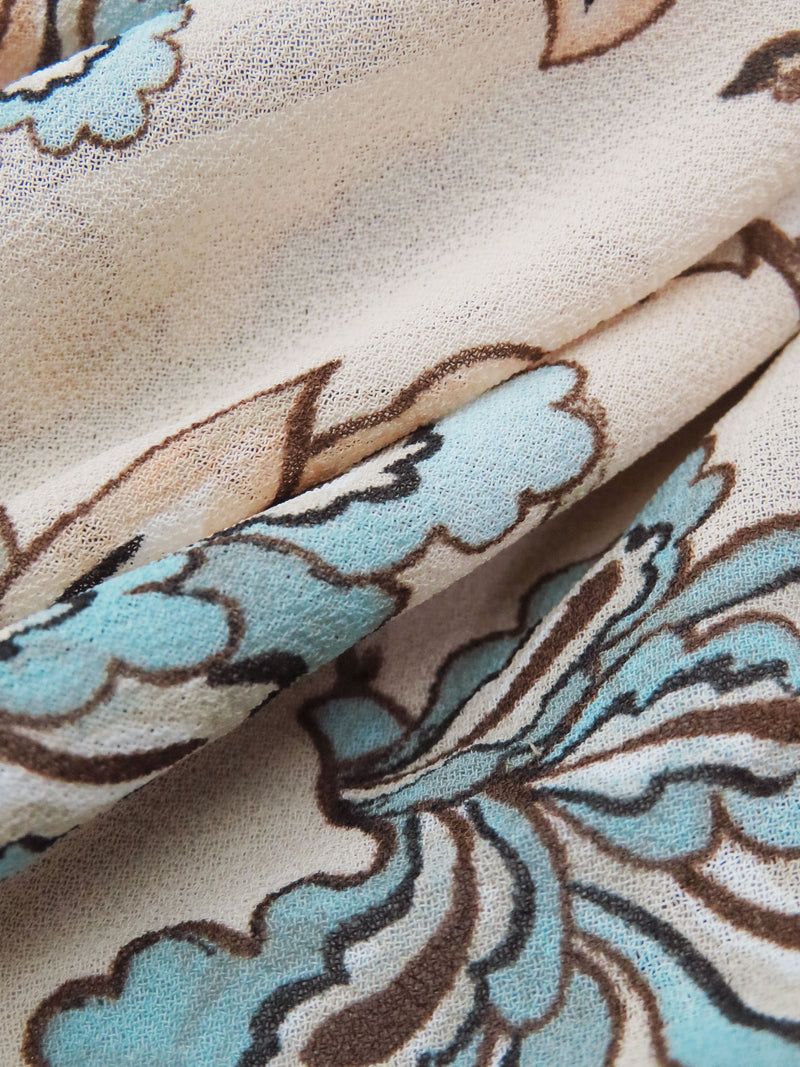 Desert Tan/Lagoon Blue/Chocolate/Multi 100% Polyester Floral Print Georgette 60W