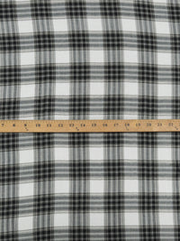 Anchor Gray/Ghost White/Black/Eggshell 100% Rayon Plaid Challis 58W