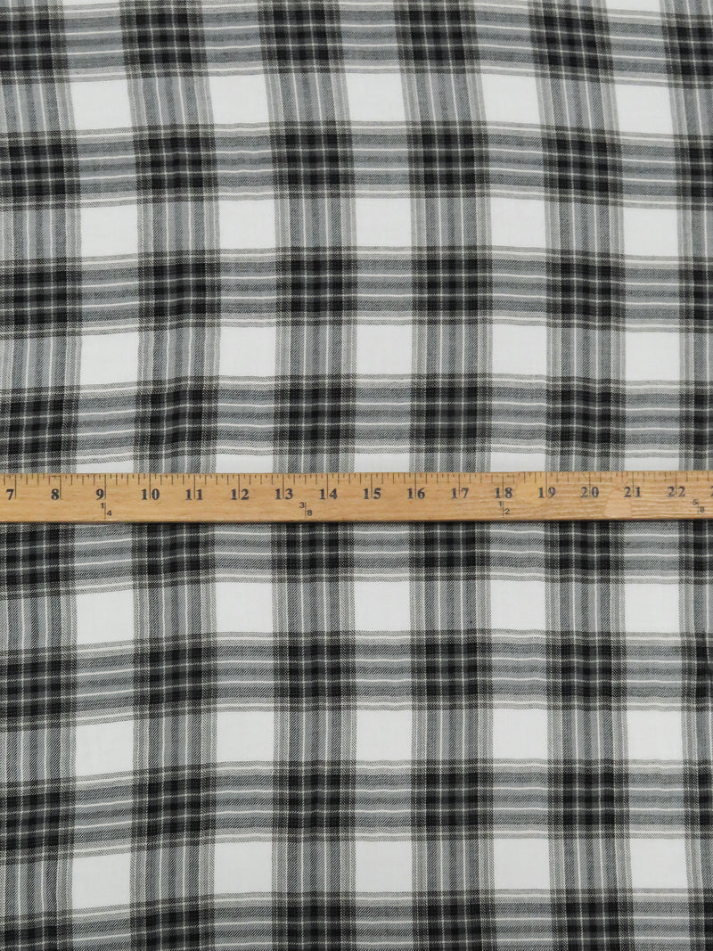 Anchor Gray/Ghost White/Black/Eggshell 100% Rayon Plaid Challis 58W