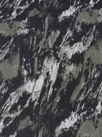 Dried Thyme Gray/Black/White 100% Polyester Abstract Grunge Print Crinkle Chiffon 58W