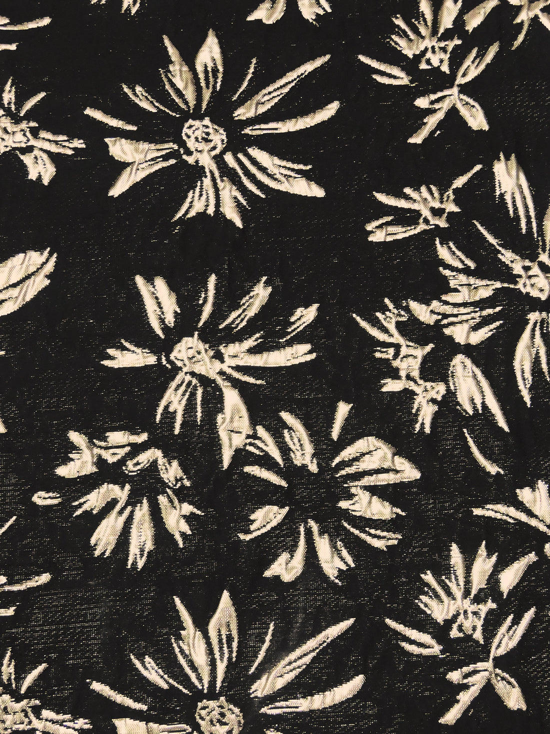 Black/Champagne Polyester/Metallic Abstract Floral Weave Brocade - NY Designer - 55W