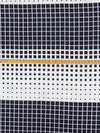 Muted Midnight Navy/White 100% Polyester Gradient Grid Stripe Print Crepe de Chine 58W