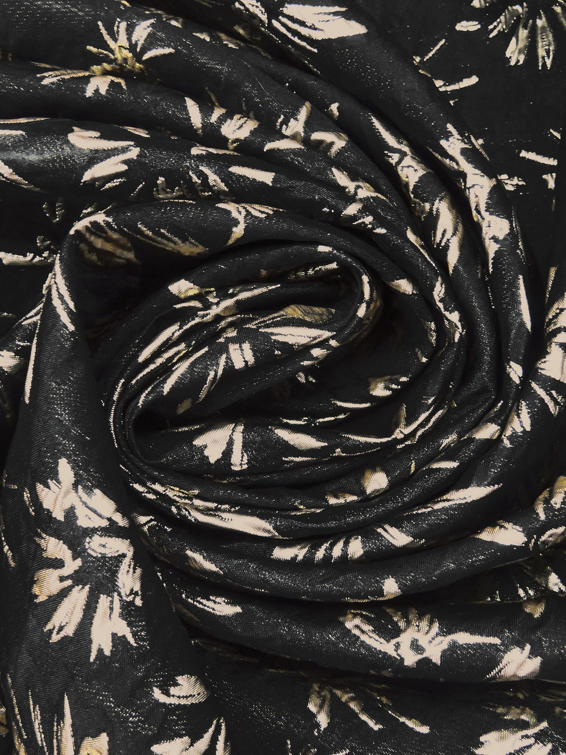 Black/Champagne Polyester/Metallic Abstract Floral Weave Brocade - NY Designer - 55W