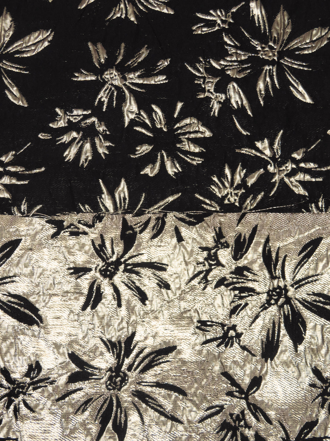 Black/Champagne Polyester/Metallic Abstract Floral Weave Brocade - NY Designer - 55W