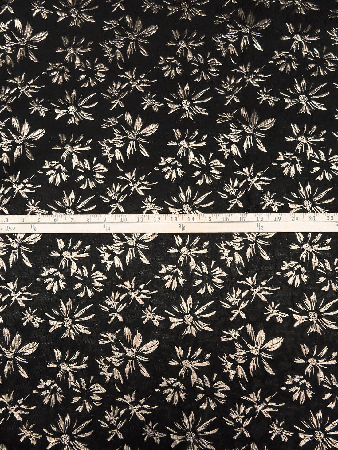 Black/Champagne Polyester/Metallic Abstract Floral Weave Brocade - NY Designer - 55W