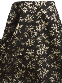 Black/Champagne Polyester/Metallic Abstract Floral Weave Brocade - NY Designer - 55W