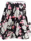 Black/Highlighter Pink/White Polyester/Lycra Floral Print Crepe de Chine 60W