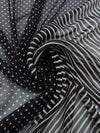 Black/Off-White 100% Silk Geometric Multi Print Chiffon 43W