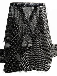 Black/Off-White 100% Silk Geometric Multi Print Chiffon 43W