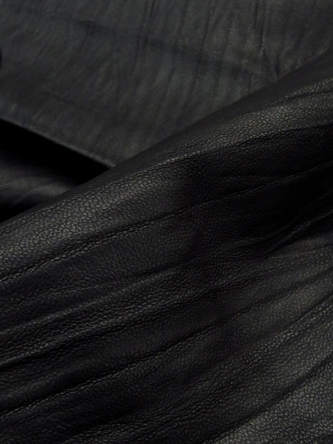 Obsidian 100% Leather Crinkle Texture Leather Skin - 5-7 Square Feet - Ralph Lauren